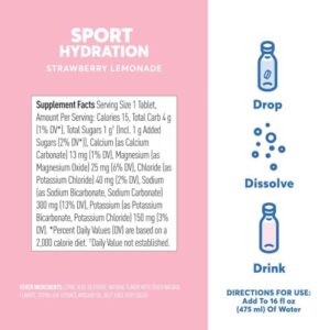 Nuun Sport Electrolyte Tablets, Strawberry Lemonade, 40 Total Servings, 5 Essentials Electrolytes, Vegan, Non-GMO