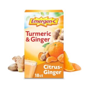 Emergen-C Citrus-Ginger Fizzy Drink Mix, Turmeric and Ginger, Immune Support, Natural Flavors with High Potency Vitamin C, 18 Count