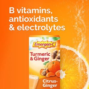 Emergen-C Citrus-Ginger Fizzy Drink Mix, Turmeric and Ginger, Immune Support, Natural Flavors with High Potency Vitamin C, 18 Count