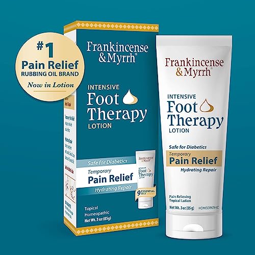 Frankincense & Myrrh Foot Pain Relief Lotion - Intensive Foot Therapy - Dual Action Neuropathy Cream for Legs & Plantar Fasciitis Relief | Hydrating Skin Repair with Essential Oils, 3 Ounce (1-Pack)