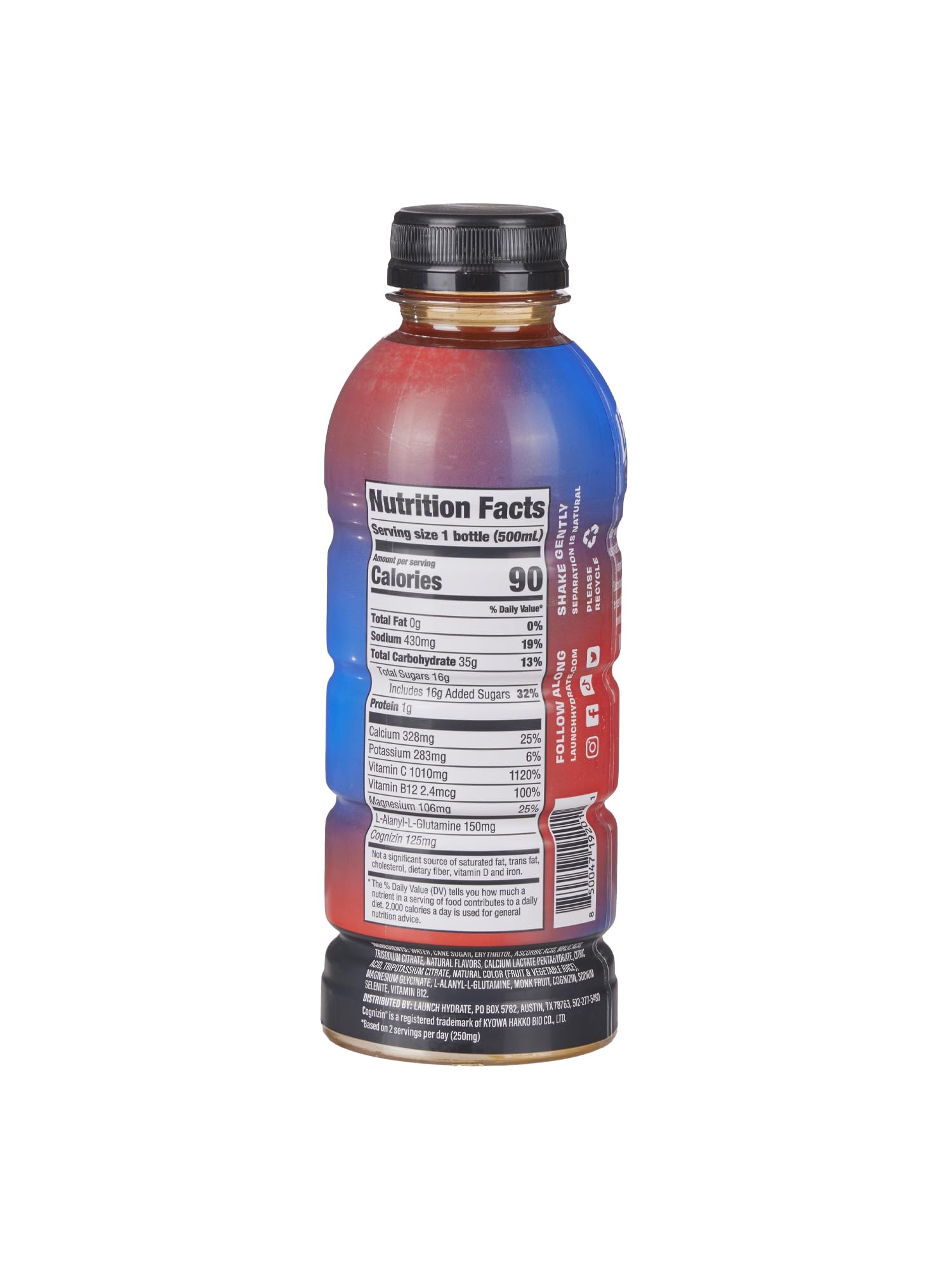 Launch Hydrate Sports Drink, Fruit Punch, 16 Fl Oz, Electrolytes, Vitamins and Minerals Packed, Perfect for Athletes, (Pack of 12)