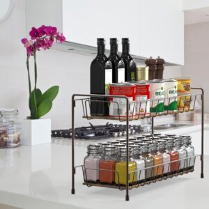 Simple Houseware Countertop Spice Rack 2-Tier Kitchen Spice Organizer Storage Shelves, Bronze