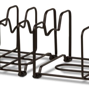 Simple Houseware 2PK Kitchen Cabinet Pan and Pot Lid Organizer Rack, Total 6 Compartments, Bronze