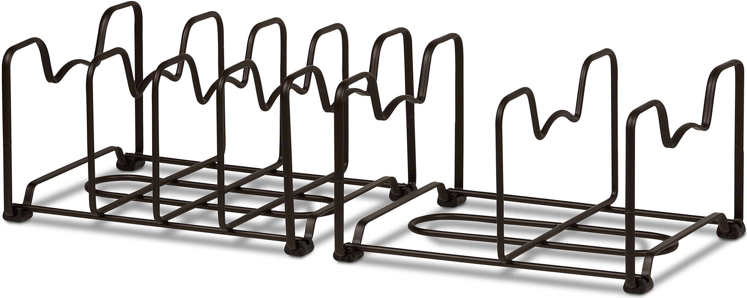 Simple Houseware 2PK Kitchen Cabinet Pan and Pot Lid Organizer Rack, Total 6 Compartments, Bronze