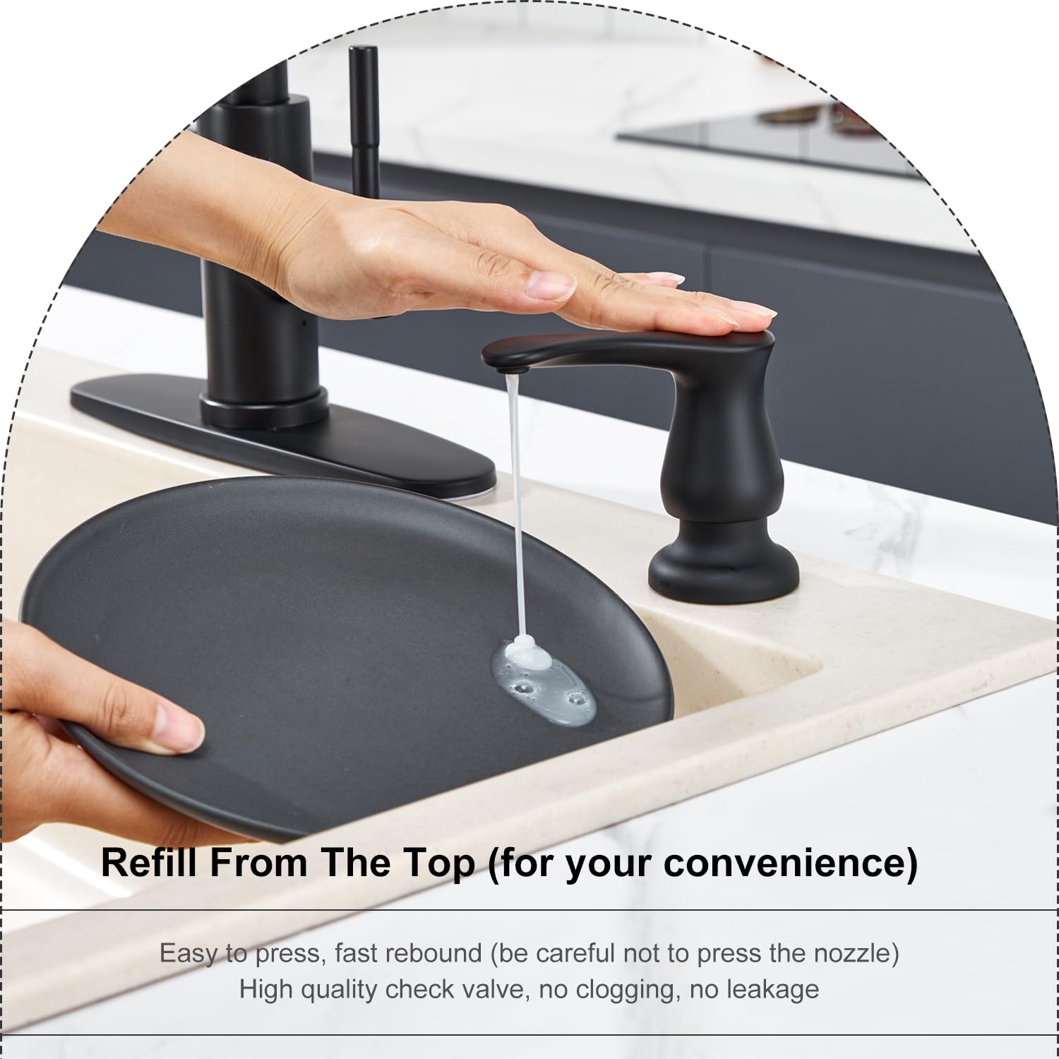 GAGALIFE Kitchen Sink Soap Dispenser Matte Black, Under Sink Soap Dispenser with 40" Silicone Extension Tube Kit,Say Goodbye to Frequent Refills