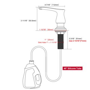 GAGALIFE Kitchen Sink Soap Dispenser Matte Black, Under Sink Soap Dispenser with 40" Silicone Extension Tube Kit,Say Goodbye to Frequent Refills