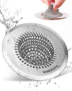 2 packs sink drain strainer, easy clean reversible mesh sink strainer with 304 stainless steel, wokdada revolutionary anti-rust kitchen sink strainer food catcher for garbage disposal without clogging