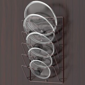 Simple Houseware Wall Door Mounted Pot Lid Rack, 9.5" Wx4.5 Dx17.2 H, Bronze Finish