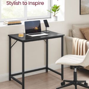 VASAGLE Computer Desk, Gaming Desk, Home Office Desk, for Small Spaces, 19.7 x 31.5 x 29.5 Inches, Industrial Style, Metal Frame, Black with Wood Grain ULWD038B56