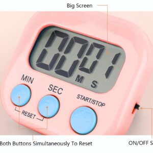 Mithrim Multi-Functional Timer Magnetic Backing, Large Screen Count & Countdown Digital Electronic Timer, Used for kitchen, Study, Sports (Pink)