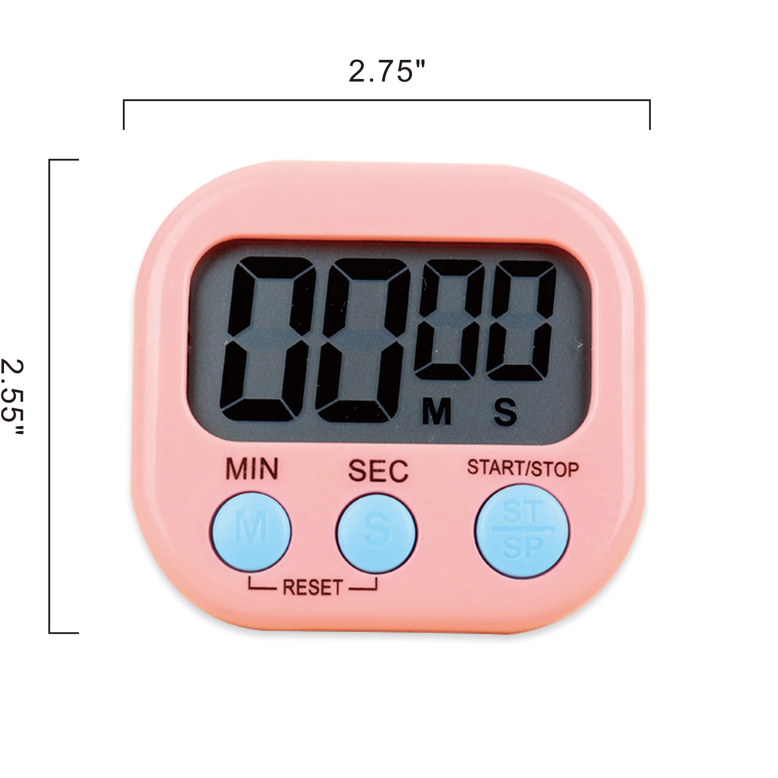 Mithrim Multi-Functional Timer Magnetic Backing, Large Screen Count & Countdown Digital Electronic Timer, Used for kitchen, Study, Sports (Pink)