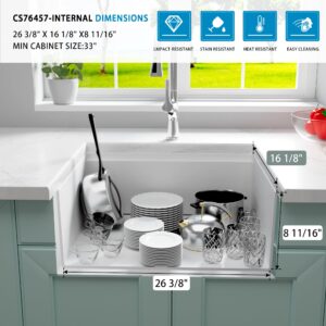 YAQUN Undermount Kitchen Sink 30 Inch, Deep Workstation Granite Composite Stone Kitchen Sink