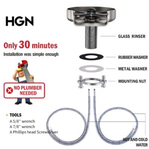 HGN Hot and Cold Glass Rinser,Temperature Adjustable Metal Bottle Washer for Kitchen Sinks,bottle washer for kitchen sink,Kitchen Sink Accessories,Brushed Nickel