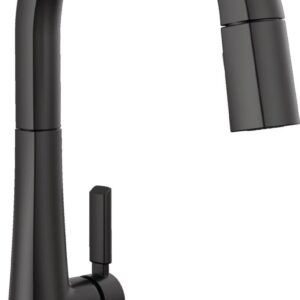 Delta Faucet Monrovia Matte Black Kitchen Faucet Touch, Touch Kitchen Faucets with Pull Down Sprayer, Kitchen Sink Faucet, Kitchen Faucet Black, Delta Touch2O Technology, Matte Black 9191T-BL-DST