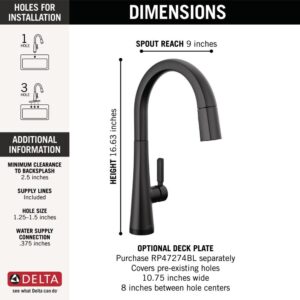 Delta Faucet Monrovia Matte Black Kitchen Faucet Touch, Touch Kitchen Faucets with Pull Down Sprayer, Kitchen Sink Faucet, Kitchen Faucet Black, Delta Touch2O Technology, Matte Black 9191T-BL-DST