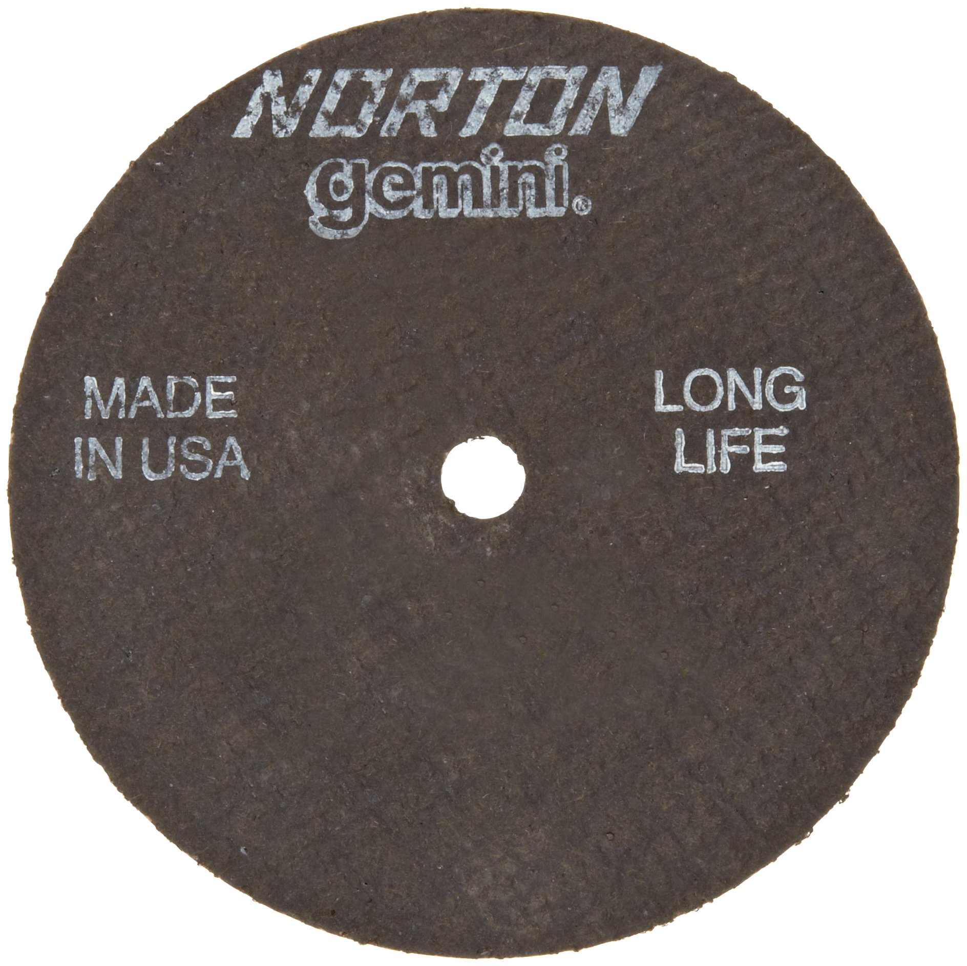 Norton Gemini Long Life Small Diameter Reinforced Abrasive Flat Cut-off Wheel, Type 01, Aluminum Oxide, 3/8" Arbor, 4" Diameter x 0.35" Thickness (Pack of 5)