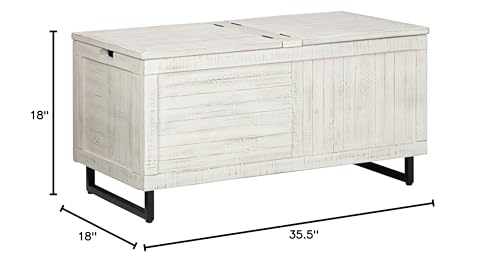 Signature Design by Ashley Coltport Storage Trunk or Coffee Table, Distressed White