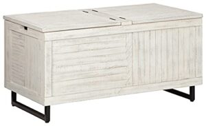 signature design by ashley coltport storage trunk or coffee table, distressed white