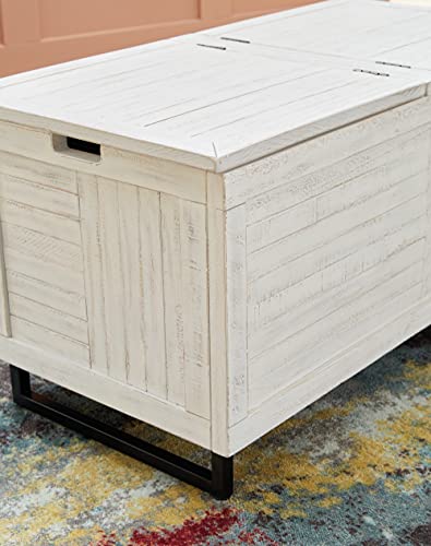 Signature Design by Ashley Coltport Storage Trunk or Coffee Table, Distressed White