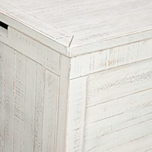 Signature Design by Ashley Coltport Storage Trunk or Coffee Table, Distressed White