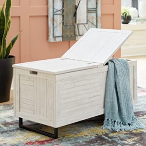 Signature Design by Ashley Coltport Storage Trunk or Coffee Table, Distressed White