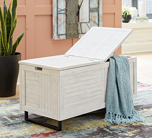 Signature Design by Ashley Coltport Storage Trunk or Coffee Table, Distressed White