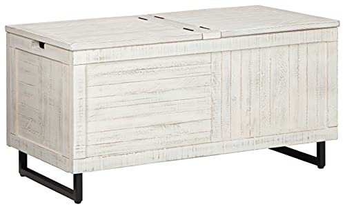 Signature Design by Ashley Coltport Storage Trunk or Coffee Table, Distressed White