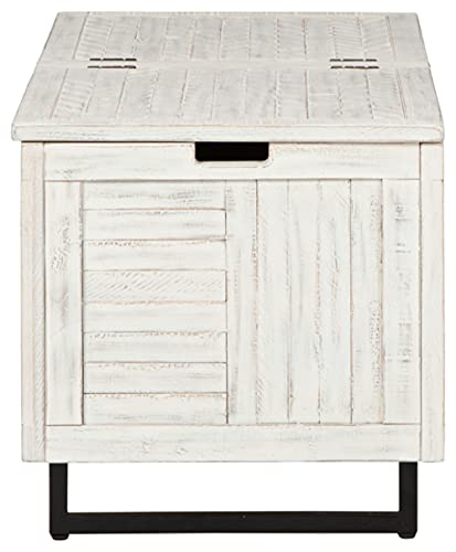 Signature Design by Ashley Coltport Storage Trunk or Coffee Table, Distressed White