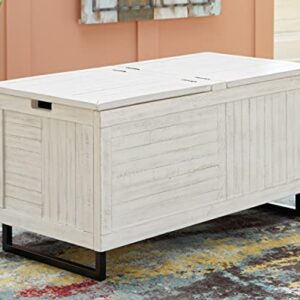 Signature Design by Ashley Coltport Storage Trunk or Coffee Table, Distressed White