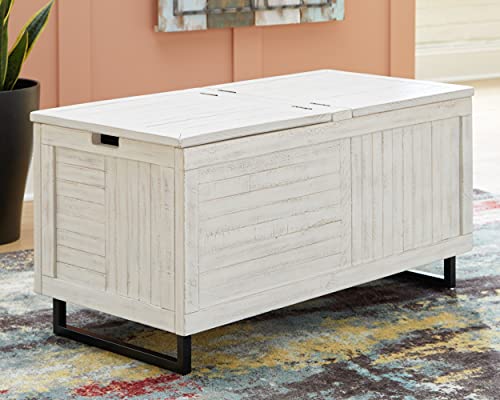 Signature Design by Ashley Coltport Storage Trunk or Coffee Table, Distressed White