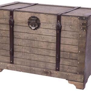 Vintiquewise Old Fashioned Large Natural Wood Storage Trunk and Coffee Table