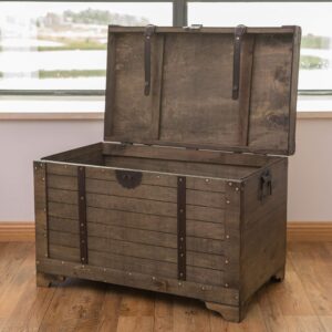 Vintiquewise Old Fashioned Large Natural Wood Storage Trunk and Coffee Table