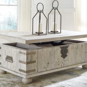 Signature Design by Ashley Carynhurst Lift Top Rustic Farmhouse Cocktail Table, Antique Off White