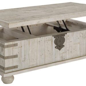 Signature Design by Ashley Carynhurst Lift Top Rustic Farmhouse Cocktail Table, Antique Off White