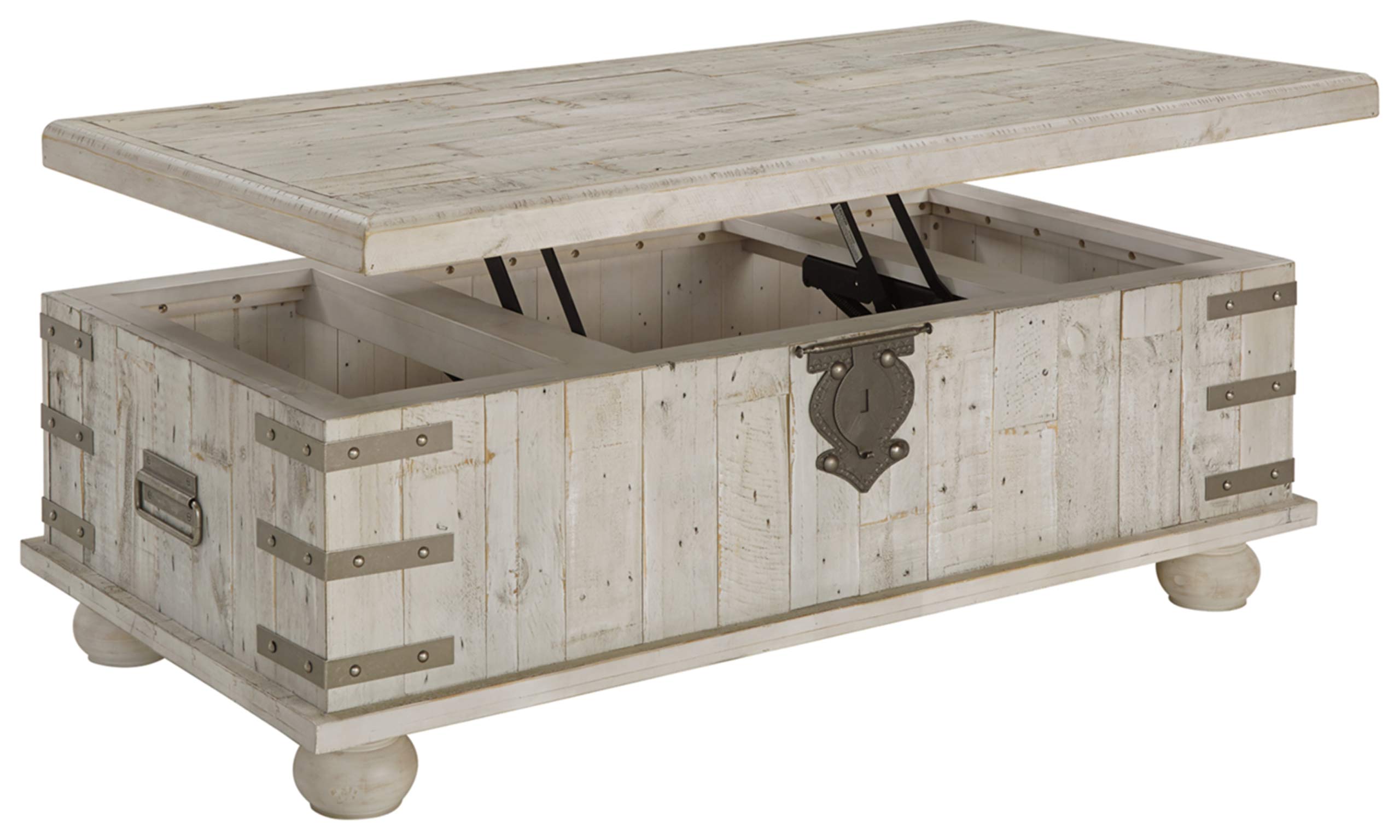 Signature Design by Ashley Carynhurst Lift Top Rustic Farmhouse Cocktail Table, Antique Off White