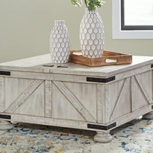 Signature Design by Ashley Carynhurst Casual Cocktail Table with Storage, Whitewash