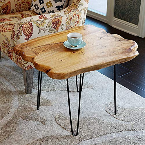 WELLAND Natural Edge Coffee Table, Small Square Cedar Wood Table, 28x20.5x20.5 inches, Unfinished