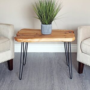 WELLAND Natural Edge Coffee Table, Small Square Cedar Wood Table, 28x20.5x20.5 inches, Unfinished