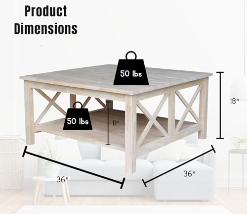 International Concepts Hampton Square Coffee Table, Unfinished