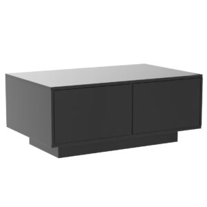 St.Mandyu LED Coffee Table with Storage Drawers,Modern High Glossy Center Table with 20 Colors LED Lights for Living Room (Black)