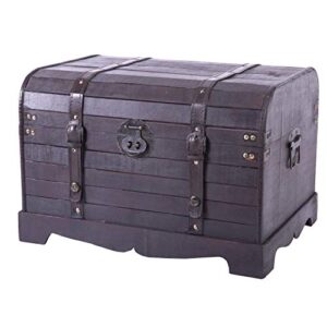 antique style black wooden steamer trunk coffee table wood 1 piece lift top