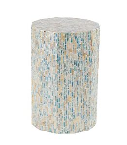 deco 79 mother of pearl shell handmade side end accent table end table, side table 13" x 13" x 19", blue