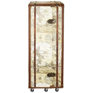 Design Toscano Italian-Style World Map Cocktail Bar Steamer Trunk, 49.5 Inch, full color