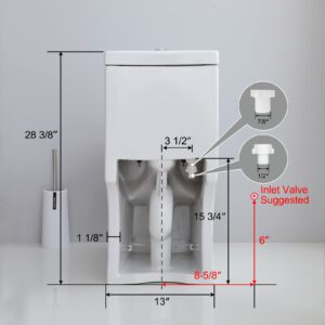 HOROW HT100S Small Toilet 25" L x 13.4" W x 28.4" H One Piece Short Toilet for Compact Bathroom, Tiny Mini Space Saving Toilet with Soft Closing Seat, White Toilet Bowl