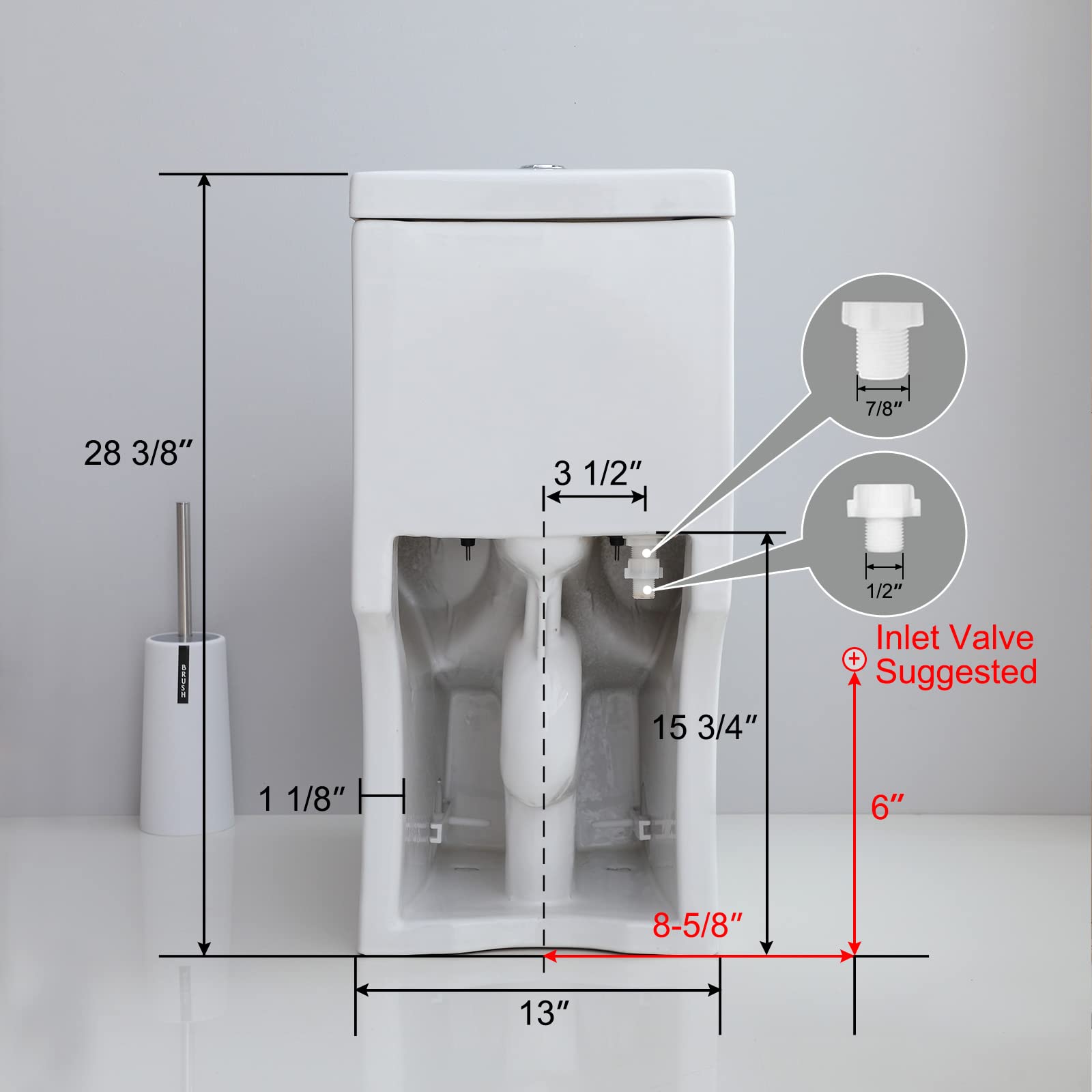 HOROW HT100S Small Toilet 25" L x 13.4" W x 28.4" H One Piece Short Toilet for Compact Bathroom, Tiny Mini Space Saving Toilet with Soft Closing Seat, White Toilet Bowl