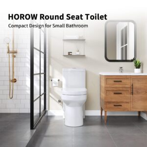 HOROW HT100S Small Toilet 25" L x 13.4" W x 28.4" H One Piece Short Toilet for Compact Bathroom, Tiny Mini Space Saving Toilet with Soft Closing Seat, White Toilet Bowl