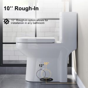 HOROW HT100S Small Toilet 25" L x 13.4" W x 28.4" H One Piece Short Toilet for Compact Bathroom, Tiny Mini Space Saving Toilet with Soft Closing Seat, White Toilet Bowl