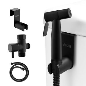 Arofa Black Bidet Sprayer for Toilet, Handheld Jet Sprayer Adjustable Water Pressure Muslim Shower with Bidet Hose, Bidets Faucet for Existing Toilets Cloth Diaper Spray for Baby/Feminine Wash