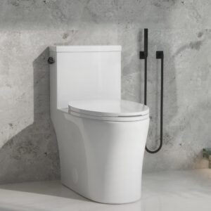 ke king 1.28 gpf elongated one piece toilet, powerful & quiet flush modern toilet(side flush) 12'' rough-in toilet & ada height