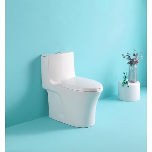 Modern Bidet Toilet Seat, One Piece Toilet with Comfort Chair Seat For Bathroom, Elongated Toilet with Soft-Close Seat, Toilet Bidet, Dual-Flush Functionality, Hotel (Gloss White III)